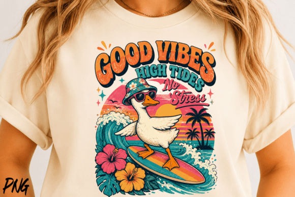 Capture the Season: Good Vibes Summer Vacation Retro PNG
