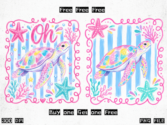 Cute Turtle PNG: A Preppy Design for Summer Projects