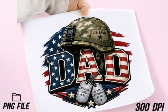 Dad Camo Army Helmet USA Flag Dogtag PNG: Creative Uses