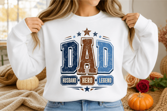 Dad Husband Hero Legend PNG: Vintage Varsity Design