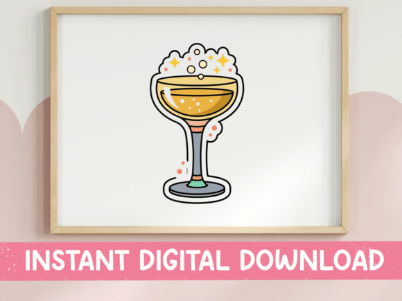Elevate Your Brand with the Champagne Coupe Glass Bubbles Sticker