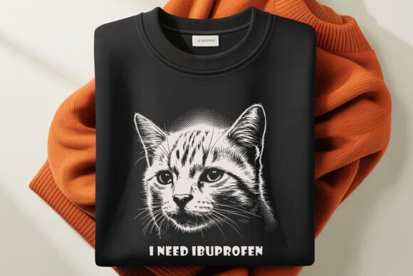 I Need Ibuprofen Funny Cat T-Shirt PNG: Instant Attitude for Your Designs