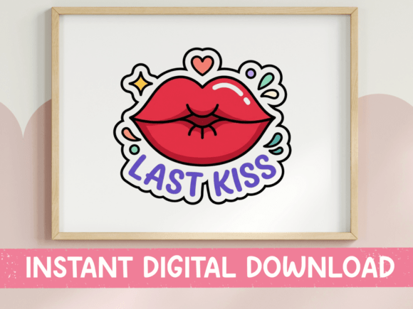 Last Kiss Red Lips Bachelorette Sticker: A Flirty Pop-Art Essential