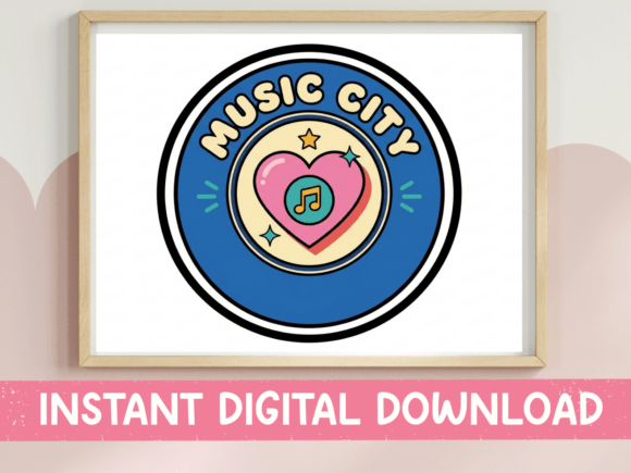 Music City Round Badge Design: Nashville Pride in a Circle