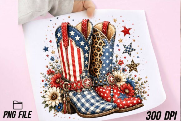 Patriotic Cowgirl Boots PNG: A Must-Have Design Asset