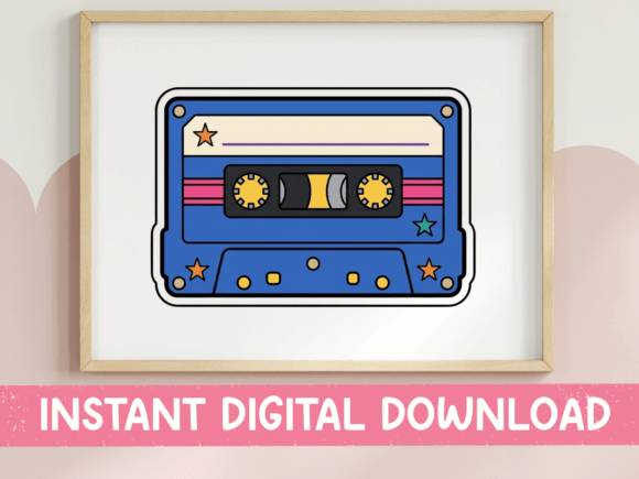 Retro Blue Cassette Tape Design: A Bold Throwback Graphic