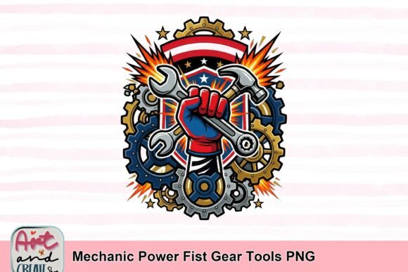 Unleash Industrial Strength with Mechanic Power Fist Gear Tools PNG