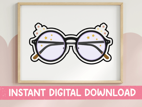 Unleash Your Inner Bookworm with the Magical Round Glasses Stars Sticker