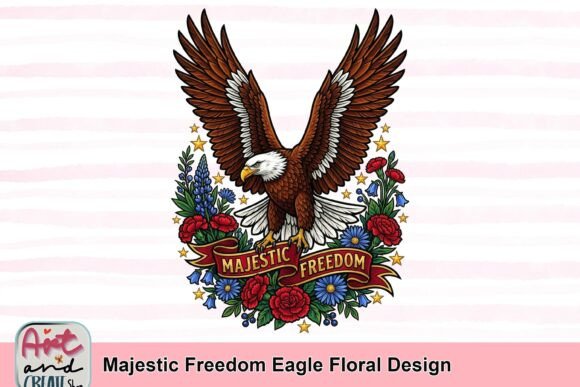 Unleashing Spirit: The Majestic Freedom Eagle Floral Design